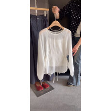 批发2026春夏新款法式不规则收腰<b class='q'>长袖</b>衬衫女显瘦高端亚麻欧货小衫上衣