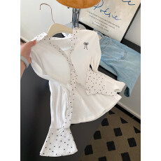 批发白色波点系带刺绣长袖针织衫毛衣女2026春季可外穿内搭设计感<b class='q'>上衣</b>