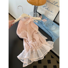 批发粉色系带蕾丝拼接吊带叠穿背心女士内搭可外穿辣妹无袖上衣2026夏