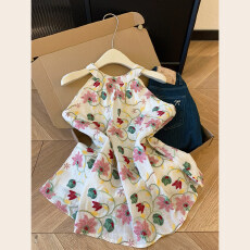 批发云南旅游穿搭女装重工碎花挂脖绝美小吊带炸街独特漂亮上衣2026夏