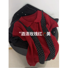 批发韩系<b class='q'>原</b><b class='q'>单</b>夏季新款女Polo领针织短袖女配波点丝巾百搭