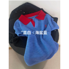 批发韩系简约撞色Polo领针织上衣女<b class='q'>夏</b>季新款宽松休闲百搭
