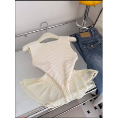 批发韩系设计感坑条针织背心女2026夏新款气质显瘦无袖上衣