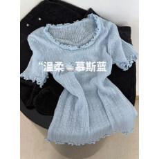 批发2026新款韩系轻奢小香风百搭冰丝针织短袖<b class='q'>T</b><b class='q'>恤</b>女夏设计感时尚上衣