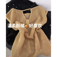 批发新款百搭时尚高级感褶皱镂空无袖<b class='q'>针织衫</b>女夏新款叠穿<b class='q'>薄款</b>气质上衣