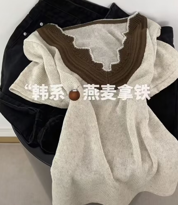 프랑스식 아름다운 오트밀 색상 레이스 V넥 긍정적 인 어깨 반팔 티셔츠 여성 의류 여름 품격 자이언트 잘 생긴 허리 수축 작은 맨위