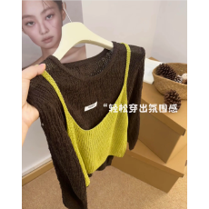 韩系ins风针织吊带背心+针织长袖打底女新款叠穿通勤百