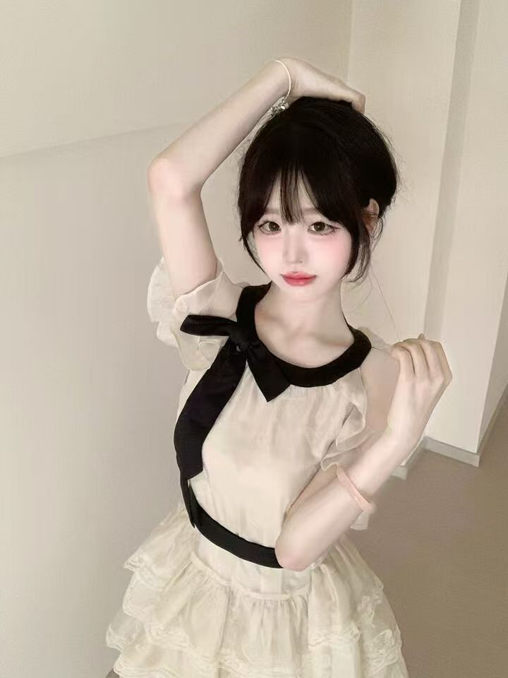 한 부서 분위기 센스 착용 가져 가라. 프랑스식 오프숄더 여성 드레스 여름 새로운 생일 작은 드레스 고급 센스 케이크 치마