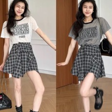 2026夏季设计感不规则A字格纹半身裙美式学院风显瘦裙时尚个性