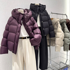 批发超软泡芙云朵羽绒服女短款韩版小个子显瘦龟背面包服加厚棉服外套