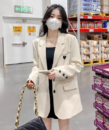 원본 것 정장 여성 코트 작은 키 가을 새로운 고급 센스 튀김 거리 캐주얼 하트 막대기 표준 정장
