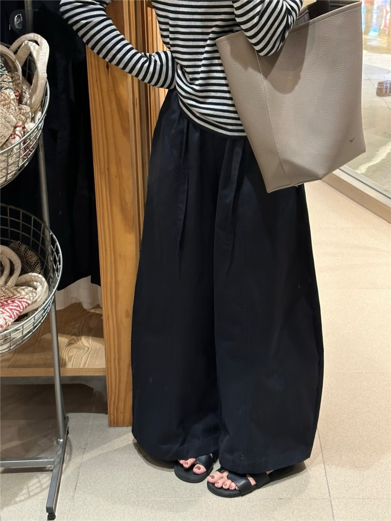 스트랩 허리밴드 워크웨어 팬츠 여성 2025 가을 새로운 스트레이트 긴 바지 한 부서 분위기 센스 와이드 레그 팬츠