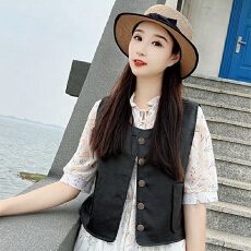 批发皮马甲女小香风马甲<b class='q'>高档</b>哑光复古女坎肩圆领百搭简约时尚外套休闲