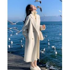 批发<b class='q'>外贸</b>毛呢大衣<b class='q'>女</b>中长款春秋新款赫本风气质小个子宽松韩系呢子外套