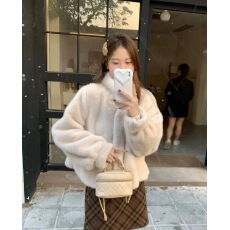 批发水貂绒外套女冬季2025新款立领加厚环保皮草保暖短款毛绒上衣潮