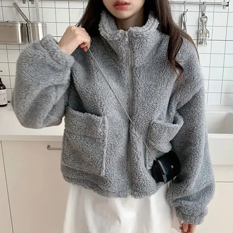 한국식 빈티지 양털 털 아우터 상세 이미지 1