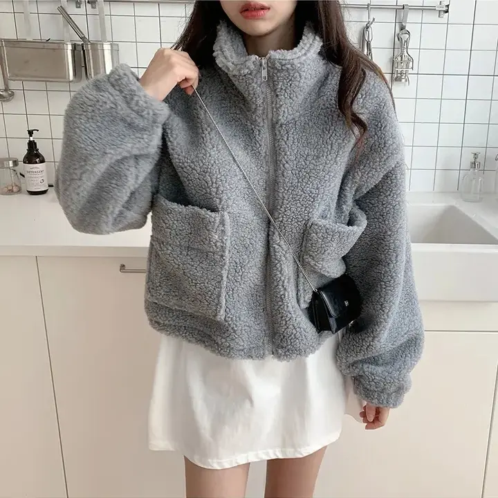 한국식 빈티지 양털 털 아우터 상세 이미지 3