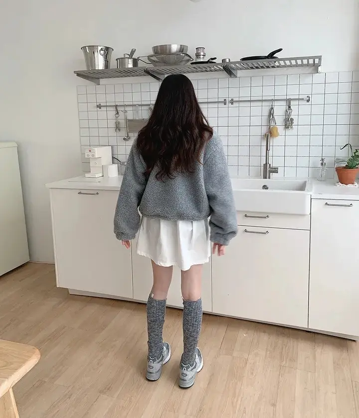 한국식 빈티지 양털 털 아우터 상세 이미지 4