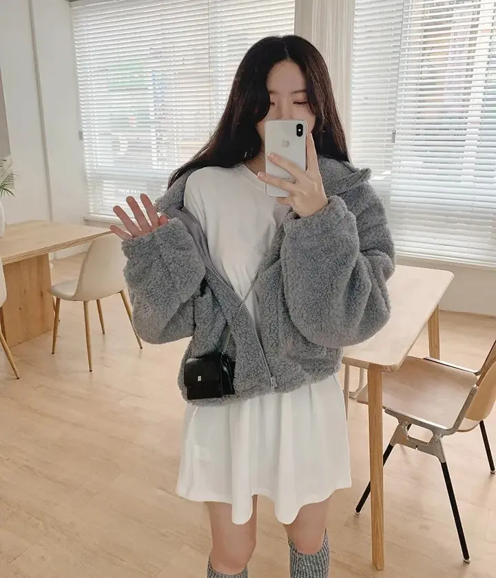 한국식 빈티지 양털 털 아우터 상세 이미지 5