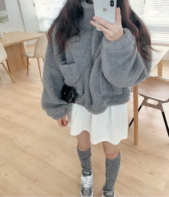 한국식 빈티지 양털 털 아우터 상세 이미지 6
