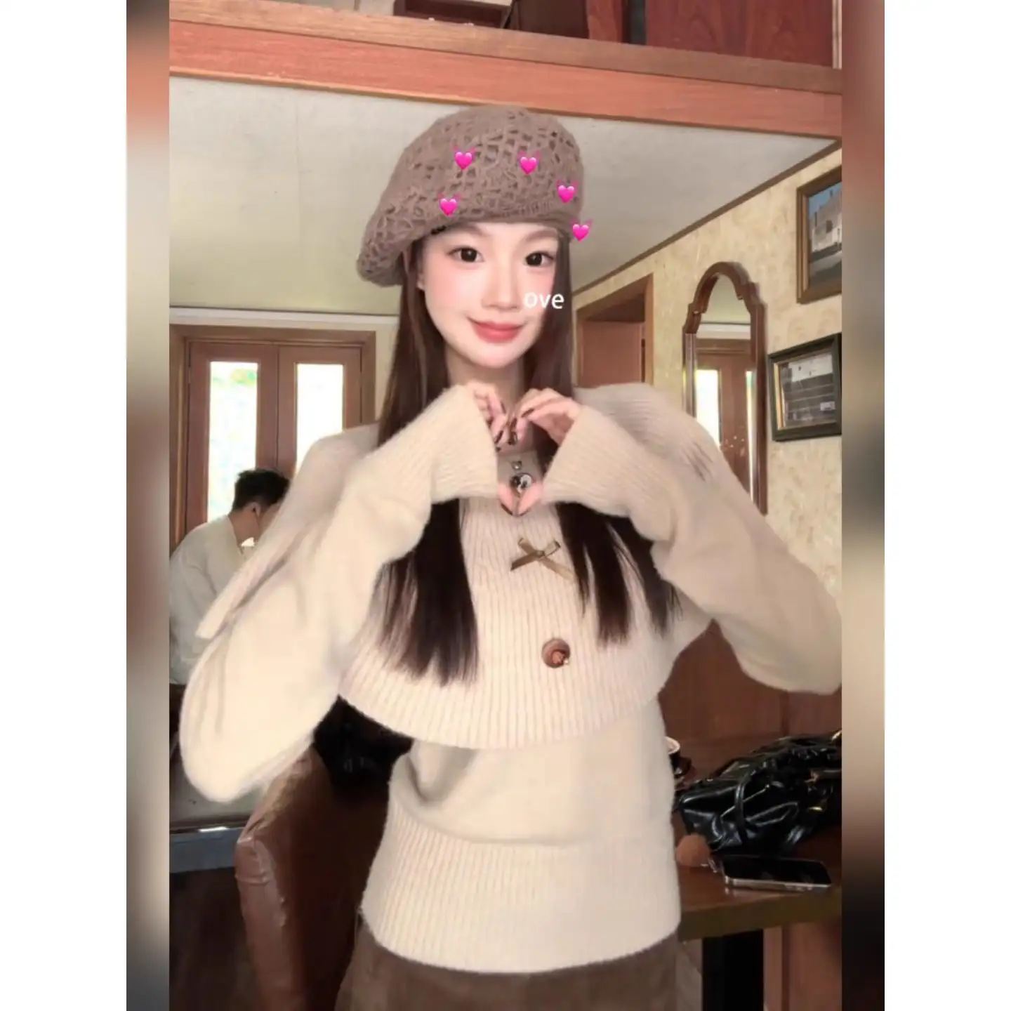 한국풍 라운드넥 니트 투피스 투웨어 상세 이미지 1