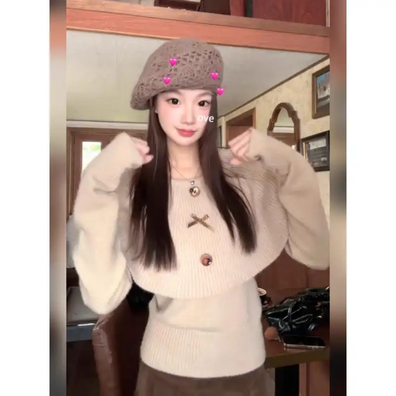한국풍 라운드넥 니트 투피스 투웨어 상세 이미지 6