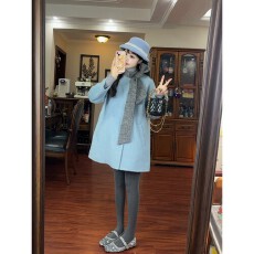 批发高级感撞色蝴蝶结毛呢<b class='q'>外套</b><b class='q'>女</b>2025年秋冬新款呢子<b class='q'>大</b>衣百搭外单爆款