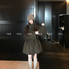 批发350克 灰色超好看的毛呢外套女2025冬季加厚小个子立领收腰呢子