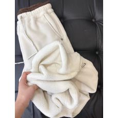 批发显瘦<b class='q'>白</b>色加绒保暖卫裤女冬季新款慵懒风加厚显瘦休闲<b class='q'>裤子</b>外贸爆