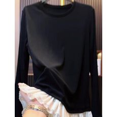 批发德绒280克欧货重工减龄套头上衣拼接新款气质舒适法式韩单爆款