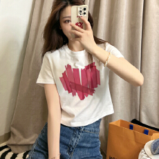 批发92棉/8氨纶40支210g纯棉 修身<b class='q'>短款</b>T恤女短袖