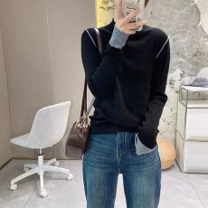 批发设计感柔软亲肤针织衫2026春季撞色长袖<b class='q'>打底衫</b>洋气百搭显瘦上衣女