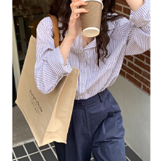 批发法式职业条纹衬衫上衣女夏季2026新款设计感小众宽松百搭外搭衬衣