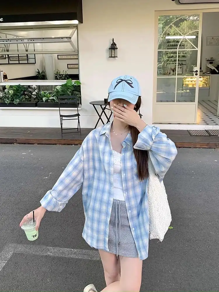 체크 무늬 후드 가디건 상세 이미지 11