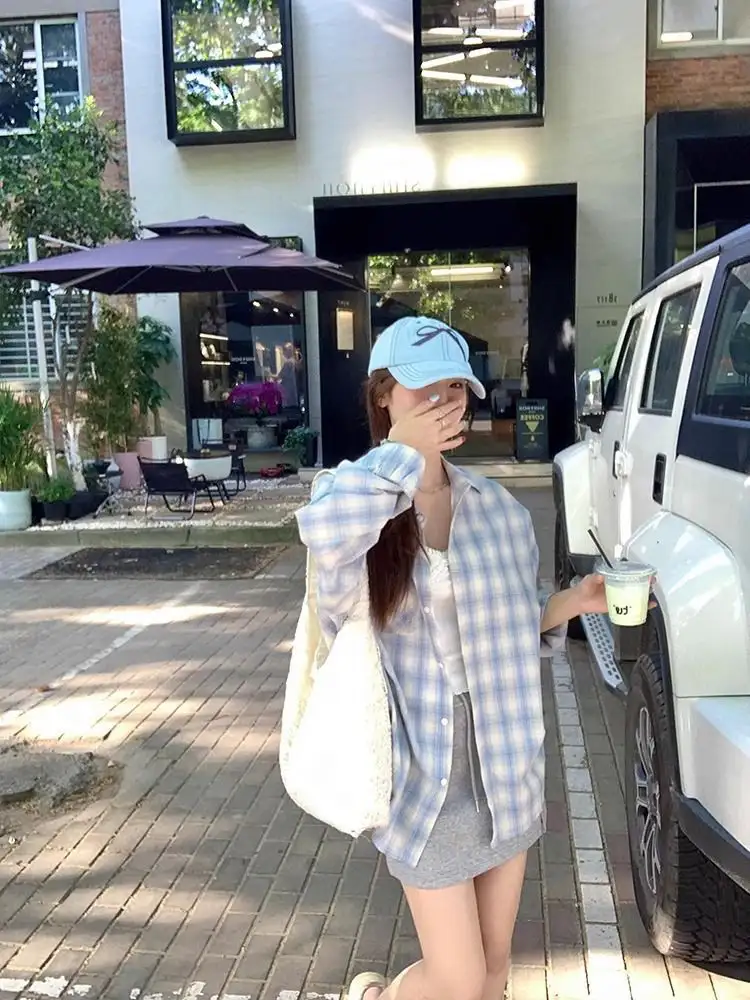 체크 무늬 후드 가디건 상세 이미지 12