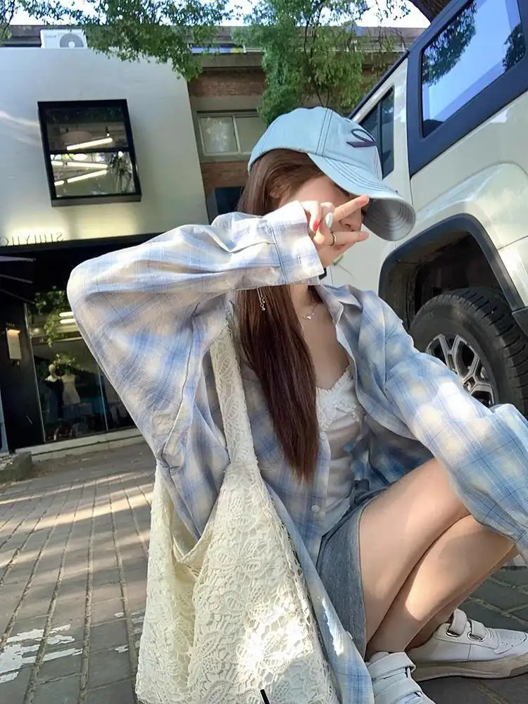 체크 무늬 후드 가디건 상세 이미지 14