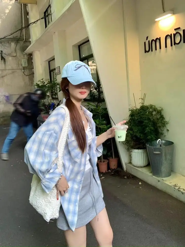 체크 무늬 후드 가디건 상세 이미지 16