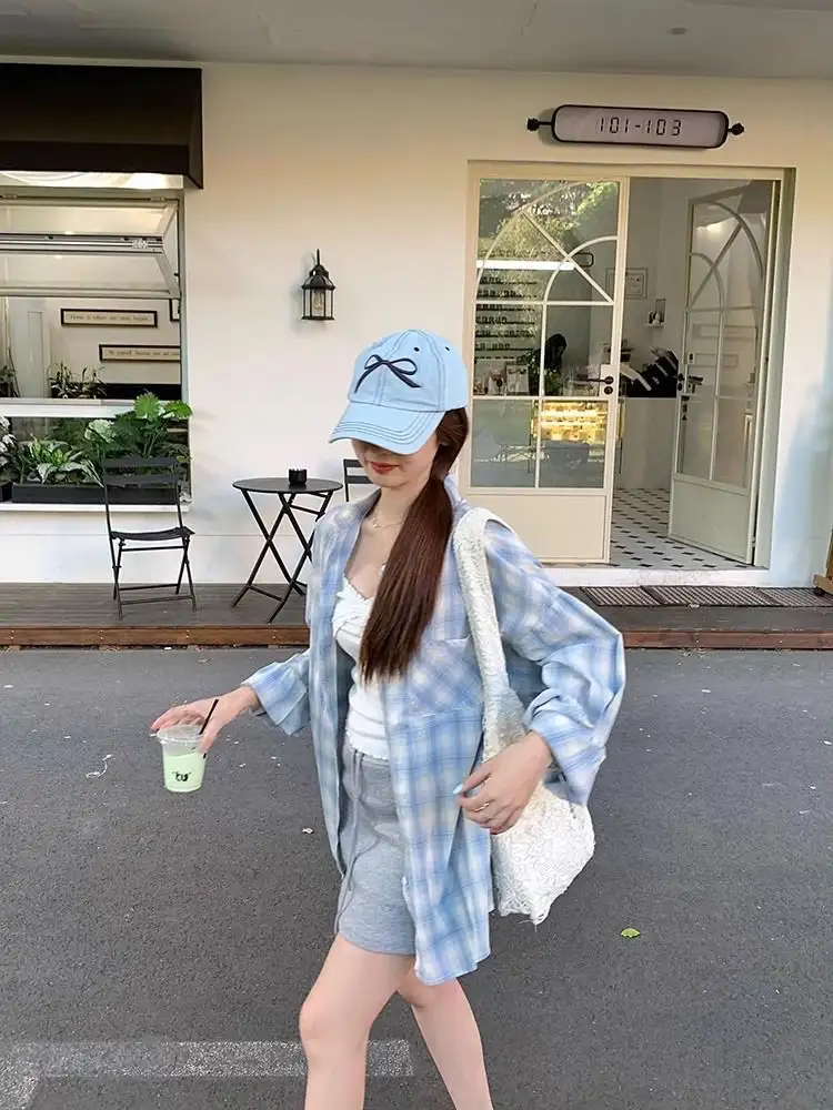 체크 무늬 후드 가디건 상세 이미지 20
