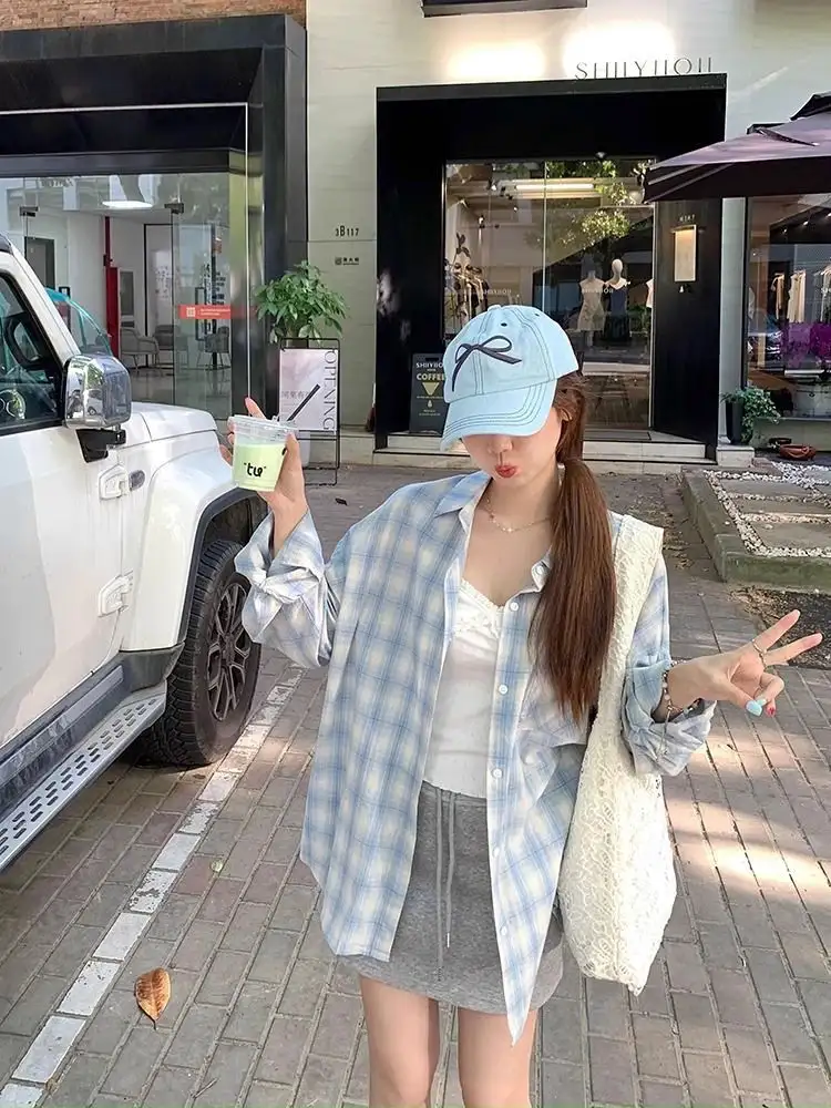 체크 무늬 후드 가디건 상세 이미지 23