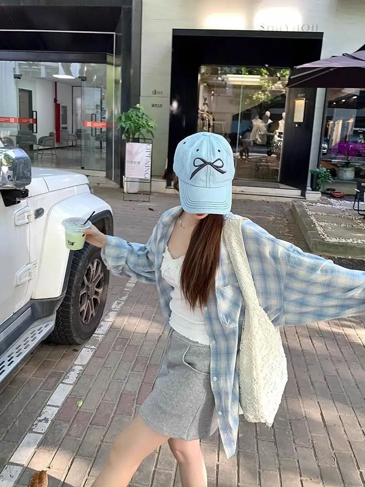 체크 무늬 후드 가디건 상세 이미지 24