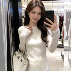 批发法式闪闪烫钻重工独特针织衫女秋<b class='q'>冬</b>季亮片设计感打底毛衣内搭上衣