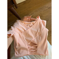 批发纯欲风交叉美背运动带胸垫吊带背心女夏季短款瑜伽服短袖健身上衣