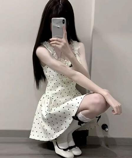 여름 프랑스식 미니 스커트 달콤함 레이스 슬립 도트 무늬 드레스 순수한 욕망 새로운 디자인 치마 허리 수축 A라인 스커트