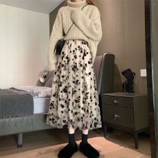 批发半身裙子新款2026年长裙ins超仙女学生中长款网纱碎花高腰夏季a字