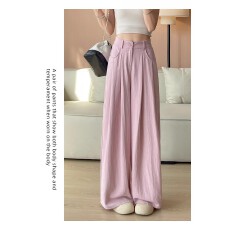 批发<b class='q'>大码</b>S-4XL包边奶芙垂感山本裤女夏季新薄款慵懒冰丝阔腿裤<b class='q'>外贸</b>爆