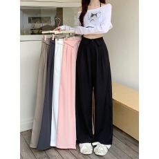 批发设计感<b class='q'>大码</b><b class='q'>西装</b>裤女宽松垂感高腰直筒休闲拖地阔腿长裤优雅显瘦