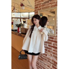 批发韩系小众设计蕾丝边拼接衬衫<b class='q'>女</b>长袖2026春季新款宽松显瘦休闲上衣