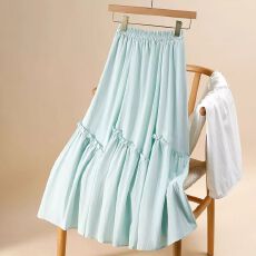 批发轻熟不规则a字<b class='q'>中长款</b>半身裙女夏季2026年新款高腰显瘦木耳百褶裙