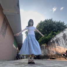 批发蓝格子A字裙大码胖mm显瘦遮胯百搭<b class='q'>中长款</b>绝美巨好看的半身裙