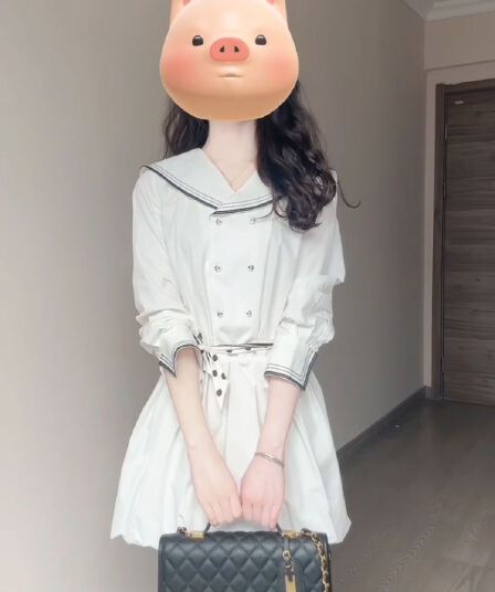 한 부서 패션 디자인 센스 작은 대중 해군 칼라 패치워크 드레스 여자 학생 여름 허리 수축 슬림해 보이는 꽃밭 치마